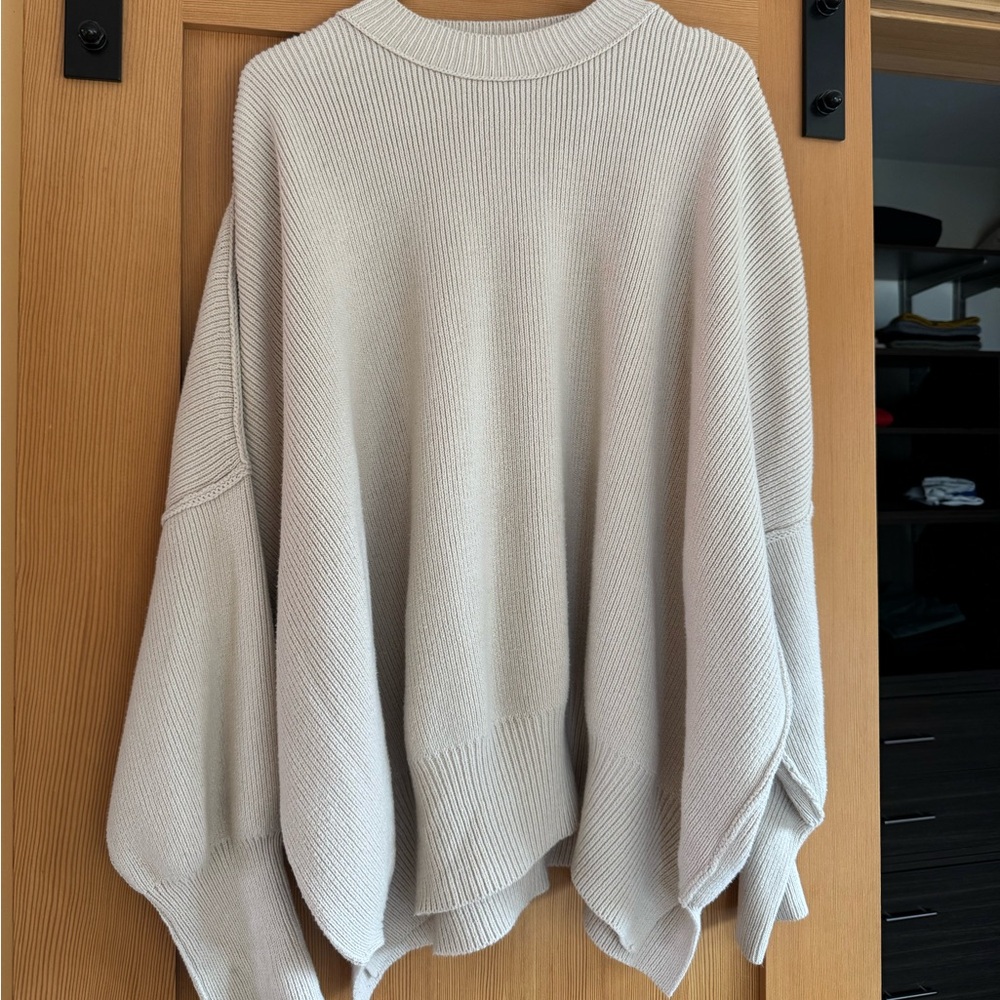Free People Easy Street Tunic Oversized Sweater Ivory-Cream